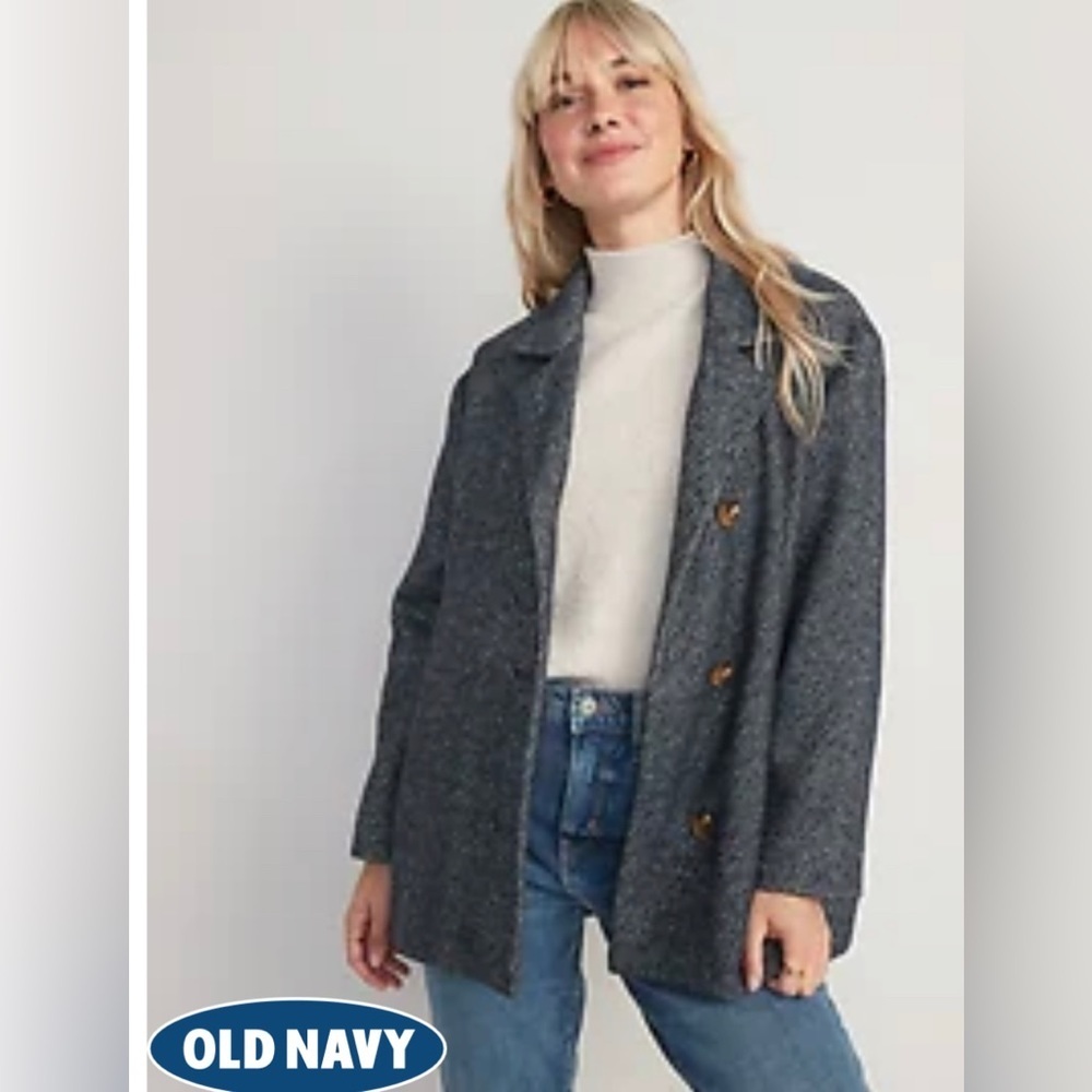 NWT HERRINGBONE BUTTON FRONT COAT SIZE L